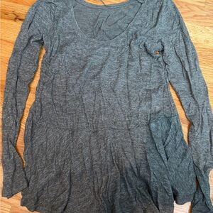 Hollister Women's Long Sleeve Scoop Neck Top - Charcoal Gray-Greenish